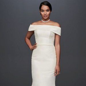 David's Bridal Collection Off-the-Shoulder Mikado Trumpet Wedding Dress Size 16